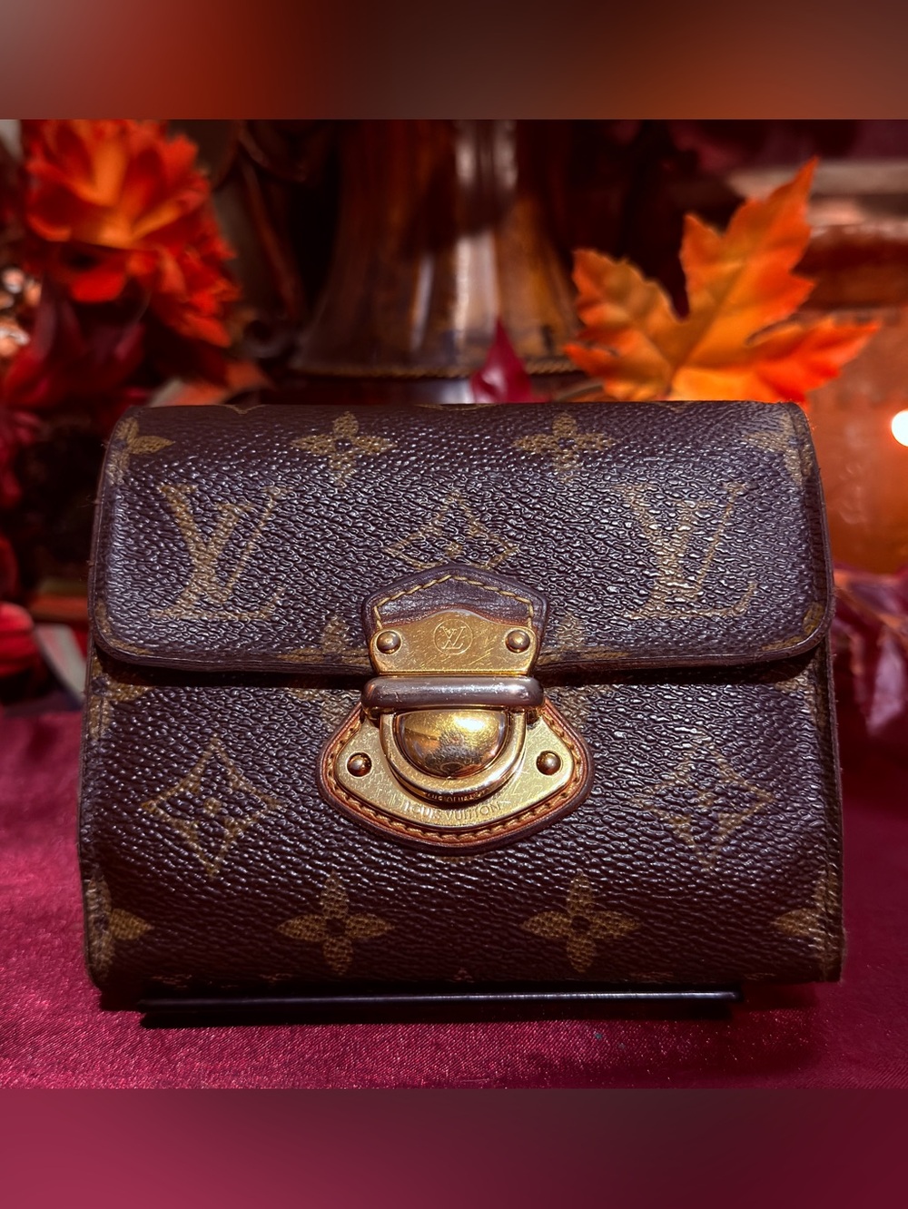 Authentic Louis Vuitton Monogram Small Wallet with Gold-Tone Hardware